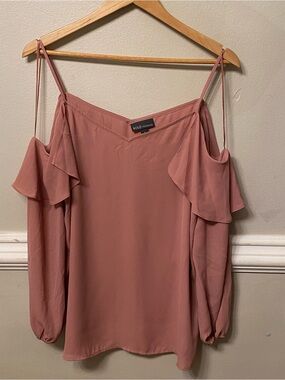 Bold Elements Dusty Rose Cold-Shouldering Blouse
